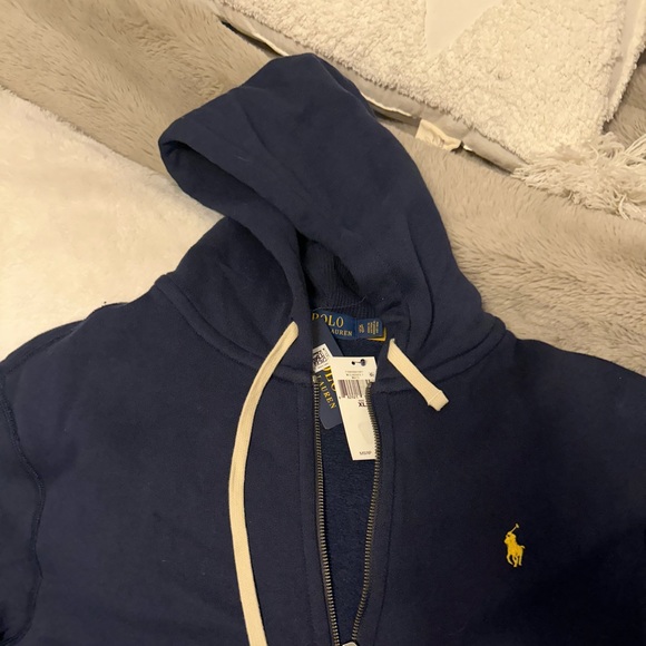 NWT -POLO RALPH LAUREN LONG SLEEVE THICK COTTON ZIP UP HOODIE SIZE XL COLOR NAVY - Picture 7 of 7